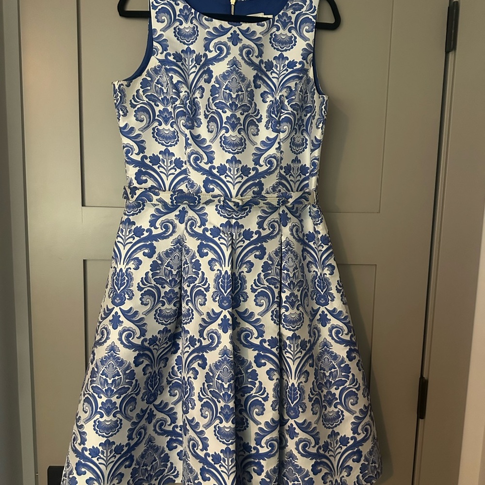 Eliza J Blue and White Patterned Dress